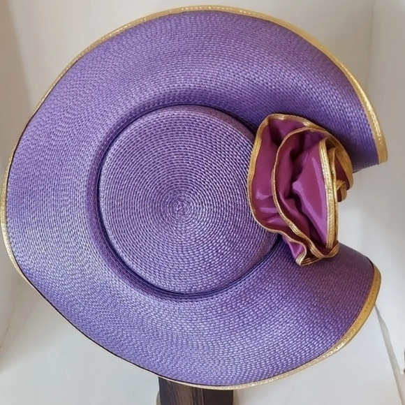 Vintage Sylvia Purple Gold Unique Woven Hat - Picture 3 of 9